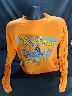 Akademiks Orange Graphic Long-Sleeve Tee-class of 04-size XL-#565